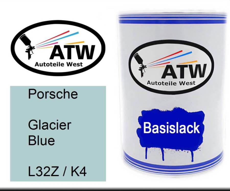 Porsche, Glacier Blue, L32Z / K4: 500ml Lackdose, von ATW Autoteile West.